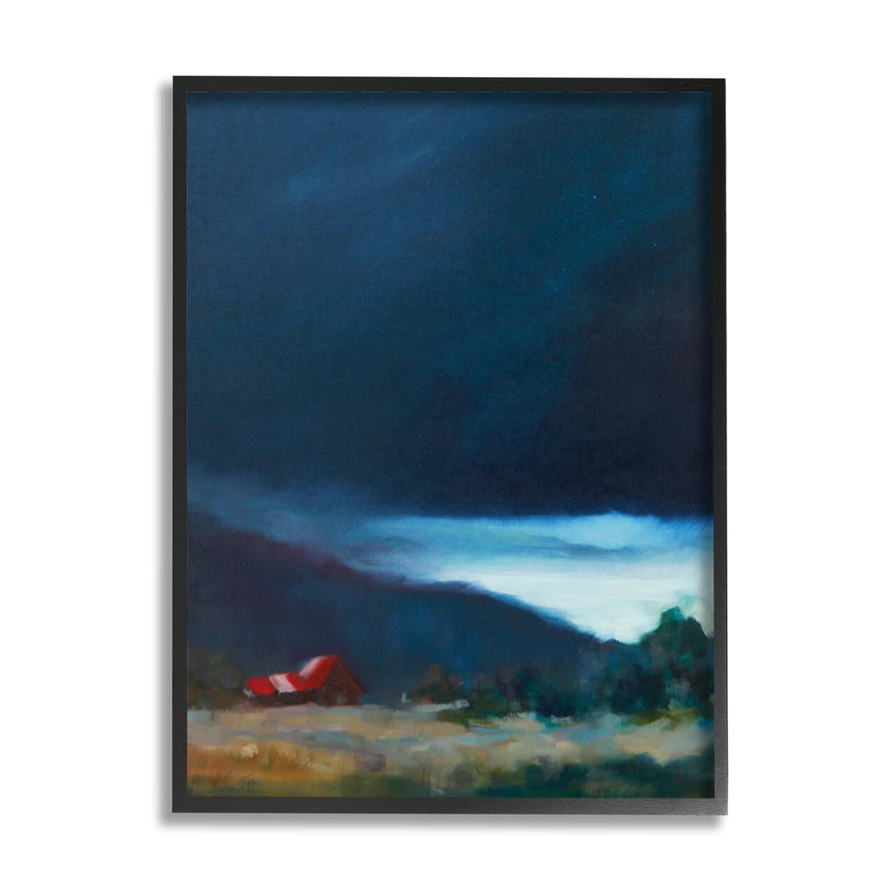 Stupell Industries Storm Clouds over Countryside Cottage Landscape in Black Frame Wall Art